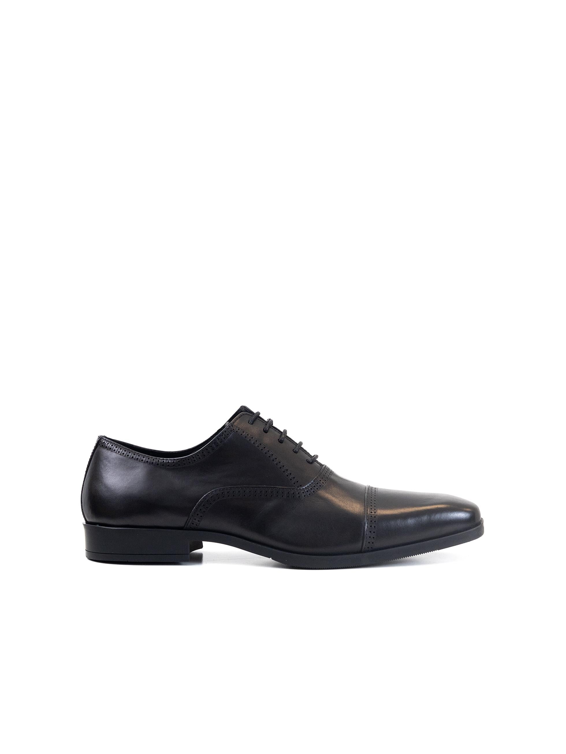 BLACK OXFORD QUARTER BROGUE SHOE