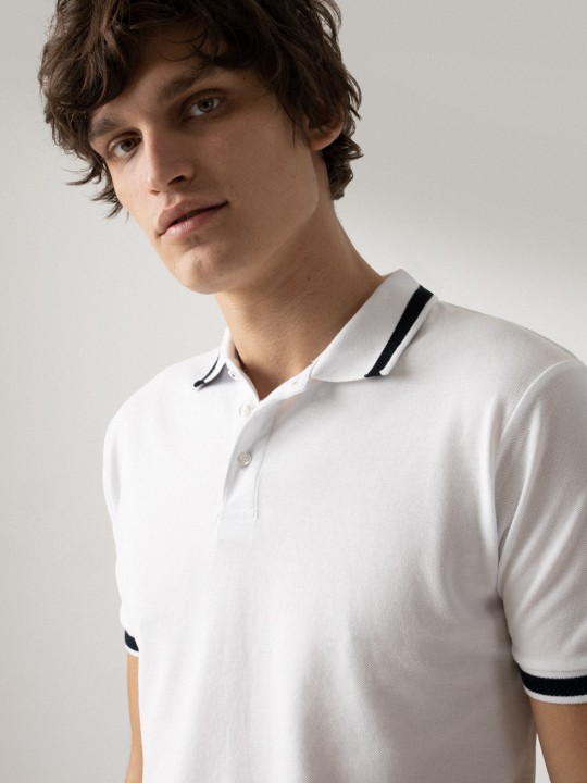 WHITE CONTRASTED POLO