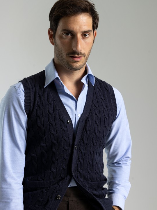 NAVY KNITTED VEST PuroEGO
