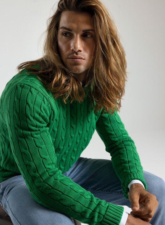 GREEN CABLE KNIT JUMPER PuroEGO