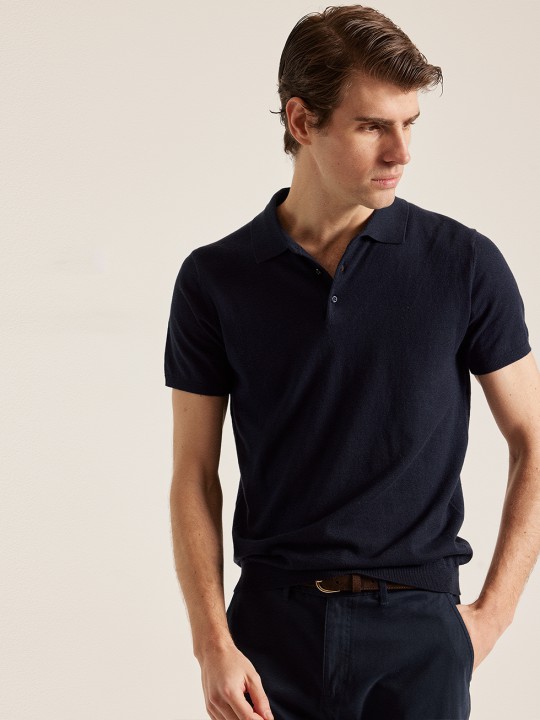 NAVY KNITTED POLO SHIRT PuroEGO