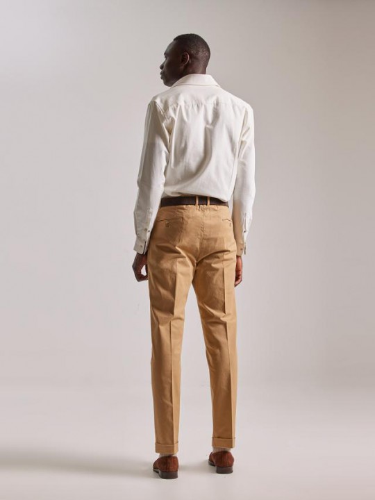 PuroEGO SAND DOUBLE PLEATED TROUSERS