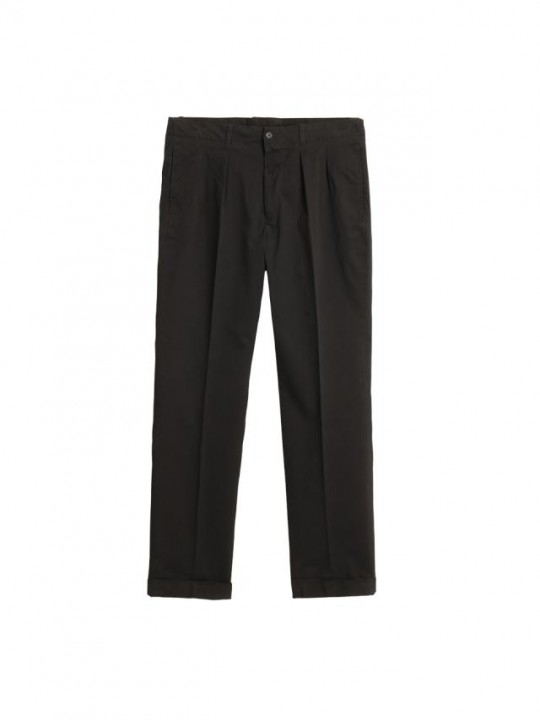 PuroEGO BLACK DOUBLE PLEATED TROUSERS
