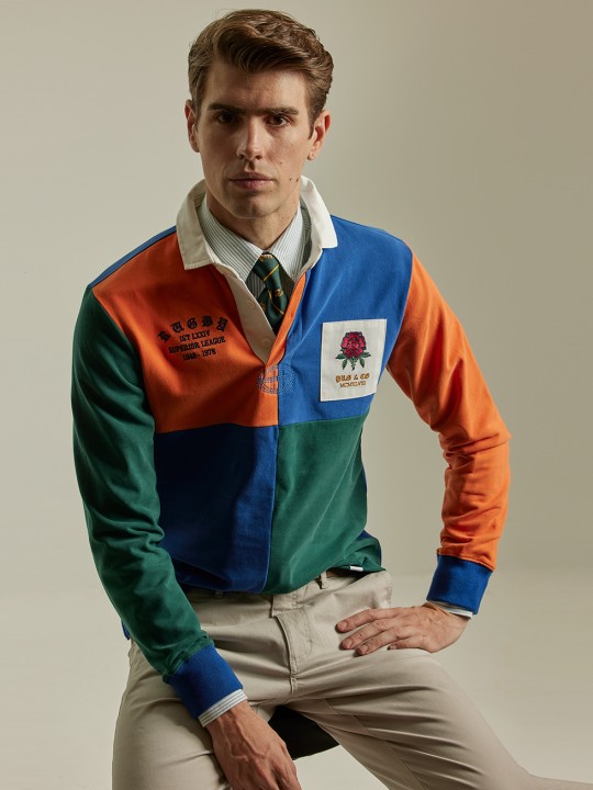 RUGBY PATCHWORK POLO CONTRAST COLLAR PuroEGO