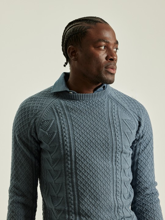 CABLE KNIT SWEATER AQUAMARINE STRUCTURE PuroEGO