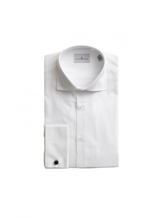 TWILL cufflinks DRESS SHIRT WHITE PuroEGO