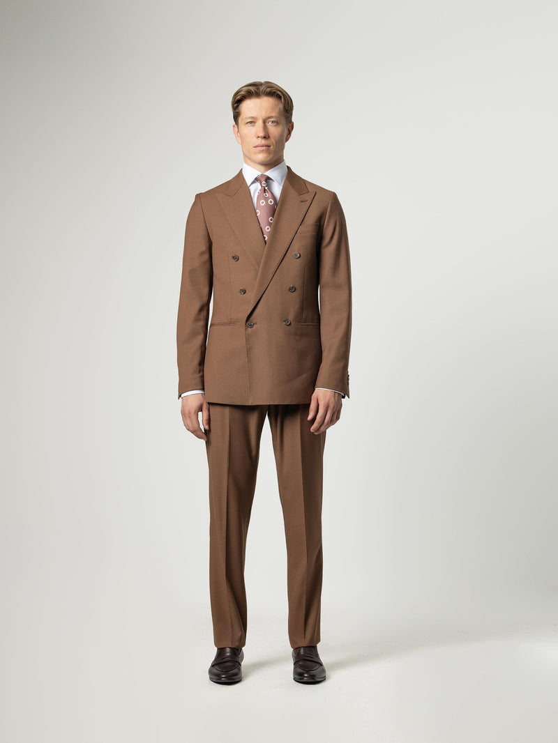 TAN TEXTURED DOUBLE-BREASTED SUIT