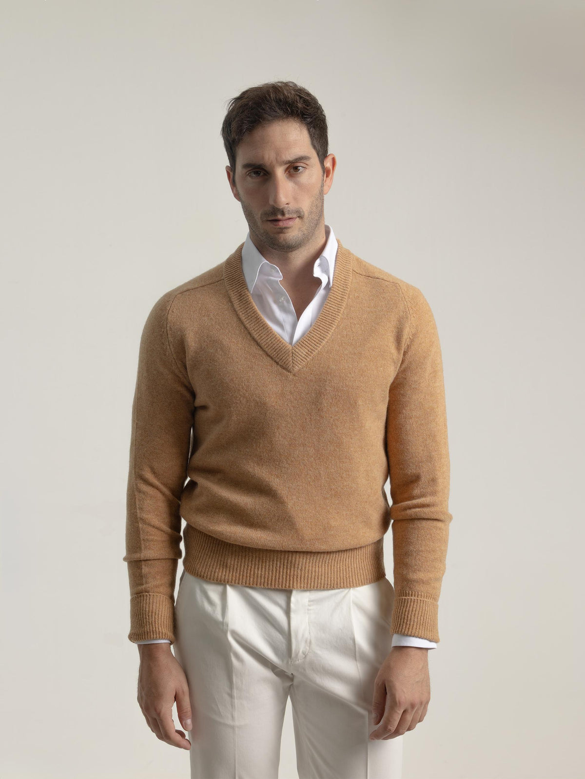 JERSEY CUELLO VINTAGE LANA CAMEL