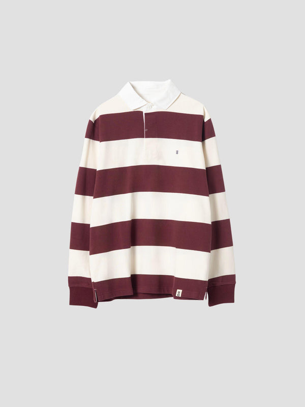 BURGUNDY STRIPED RUGBY SHIRT
