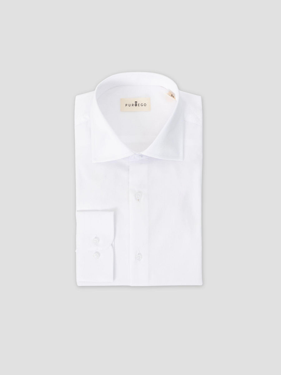 WHITE TEXTURED DRESS SHIRT