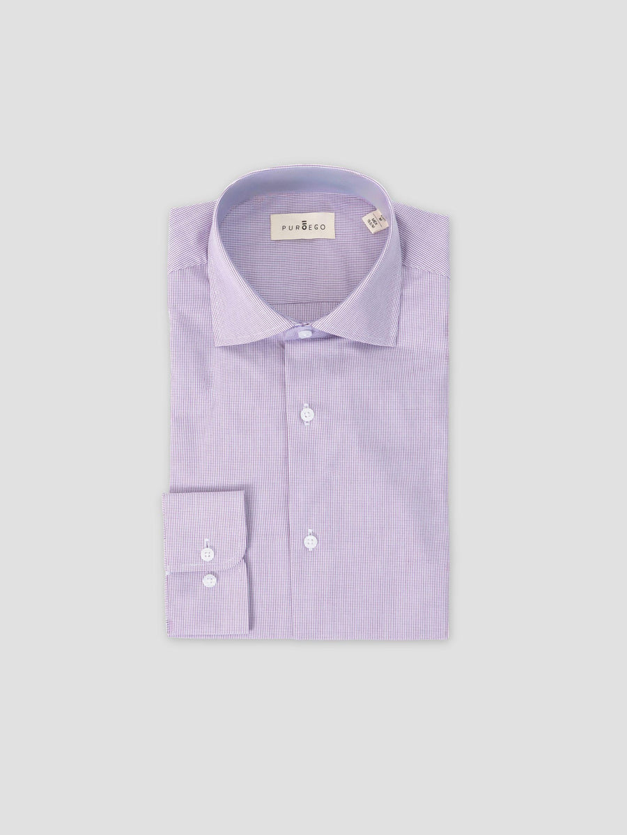 MAUVE MICRO-CHECK DRESS SHIRT