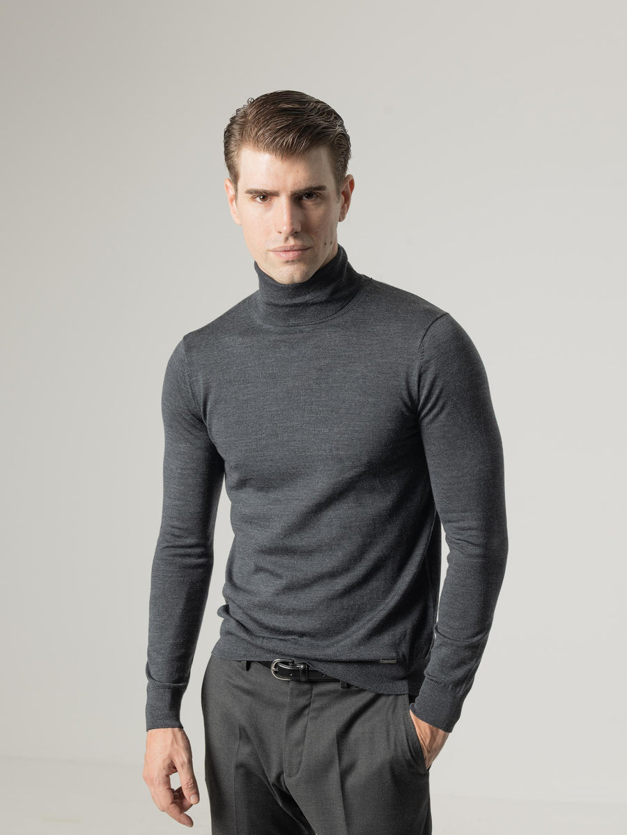 JERSEY CUELLO ALTO LANA MERINO GRIS OSCURO