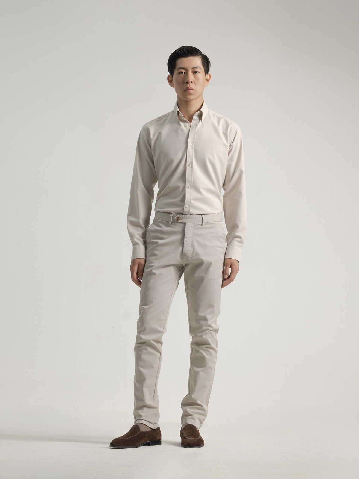 IVORY TWILL CHINO TROUSERS