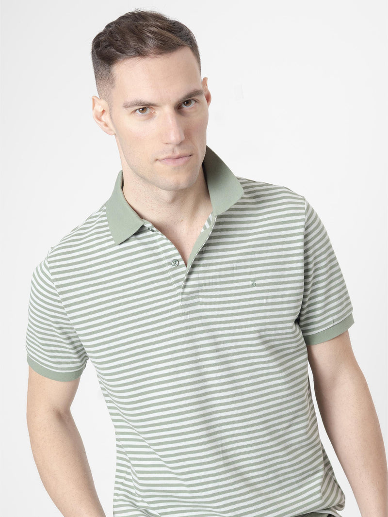 GREEN STRIPED POLO SHIRT