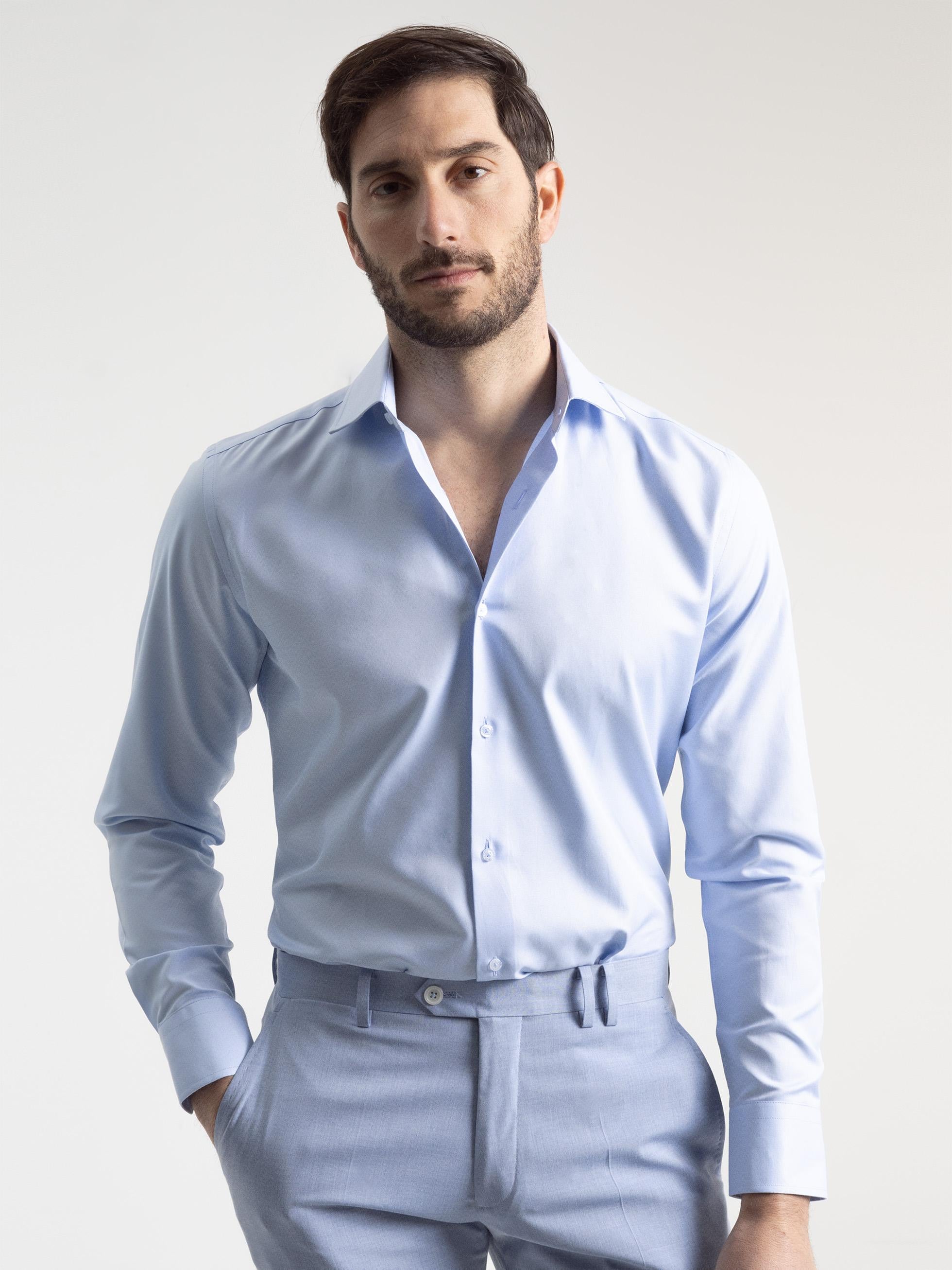 CAMISA VESTIR TWILL CELESTE - 1