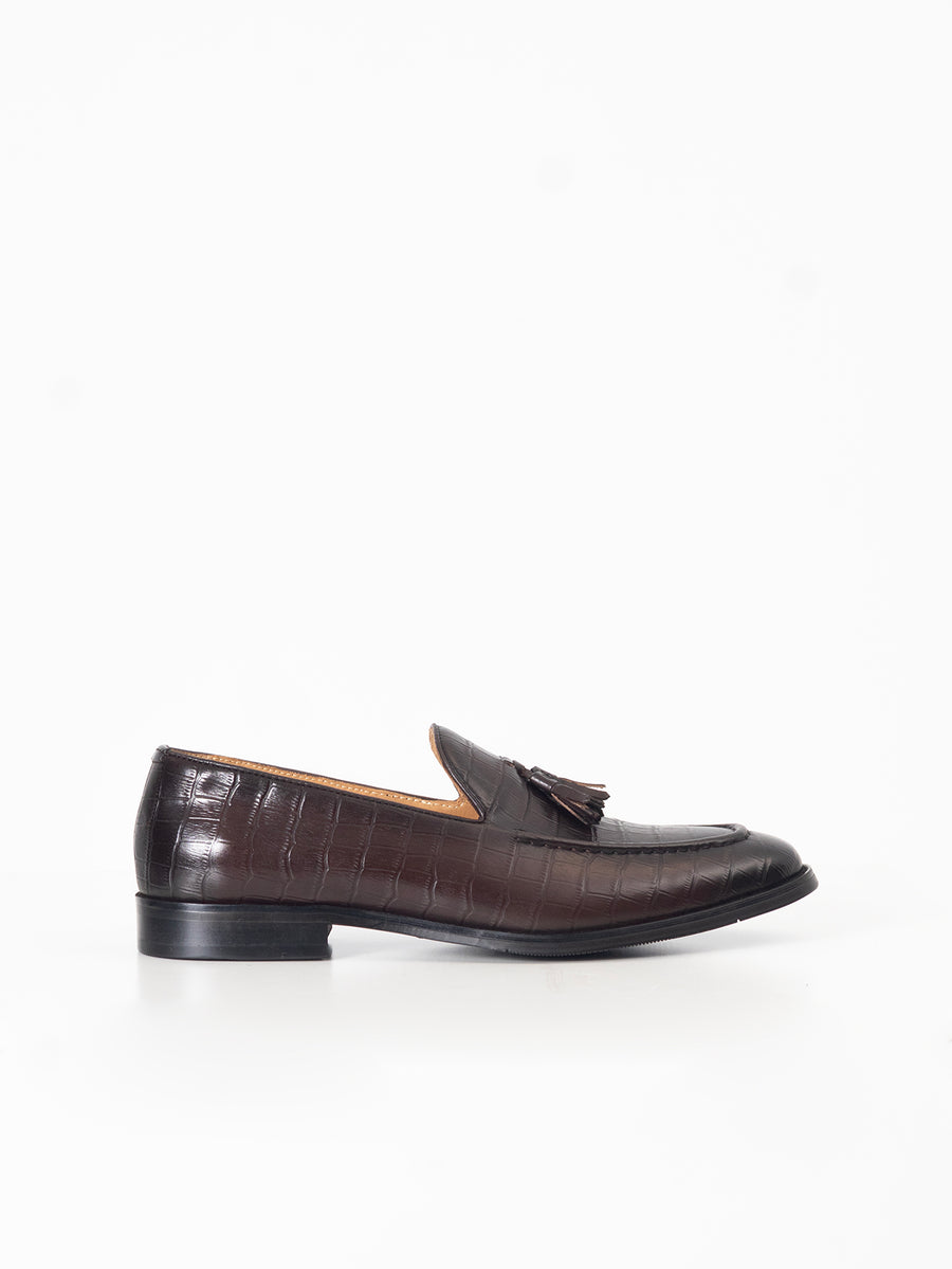 BROWN COCO TASSELLED LOAFERS