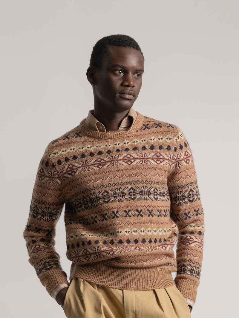 JERSEY JACQUARD FAIRISLE MARRÓN