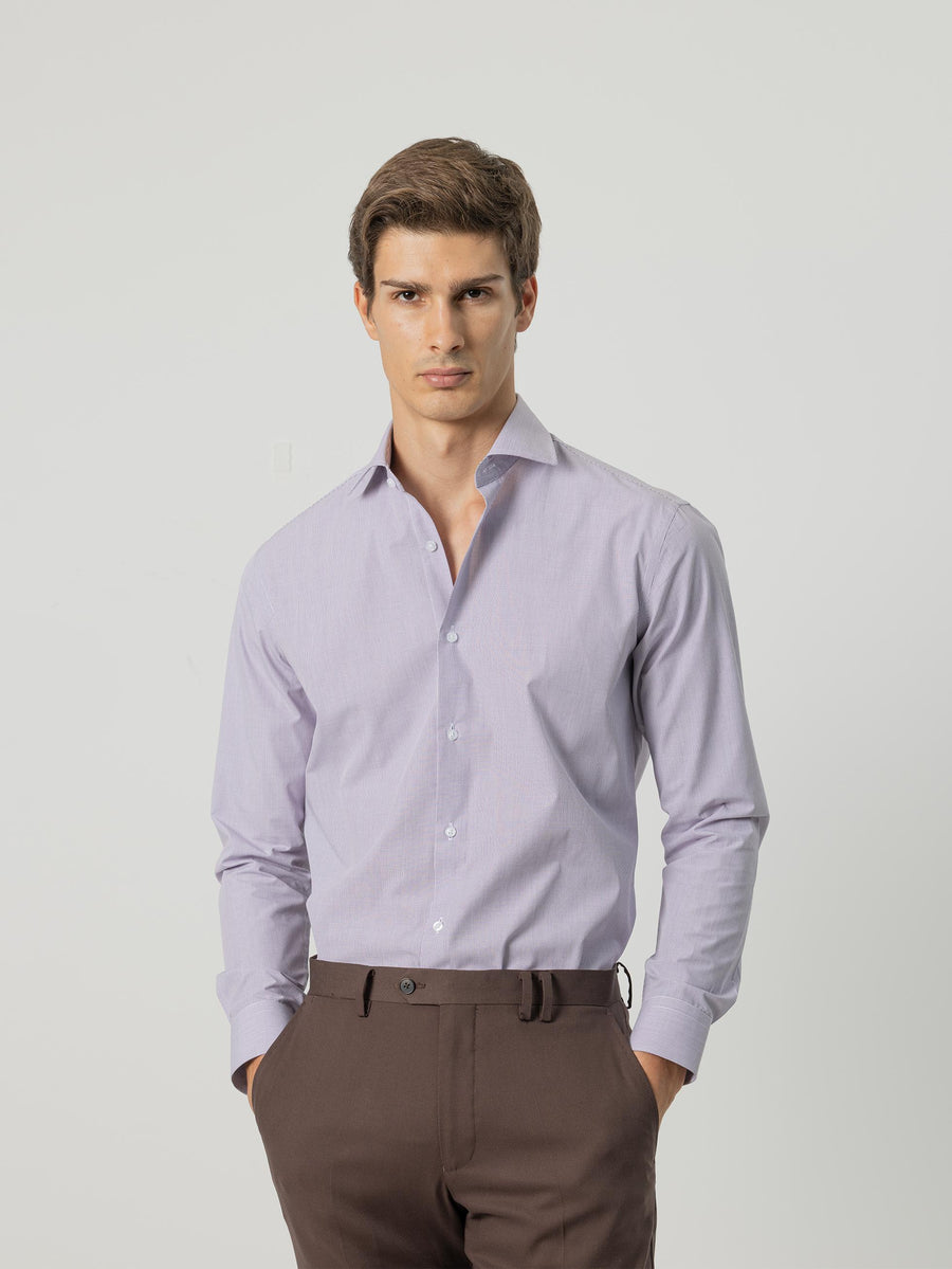 MAUVE MICRO-CHECK DRESS SHIRT