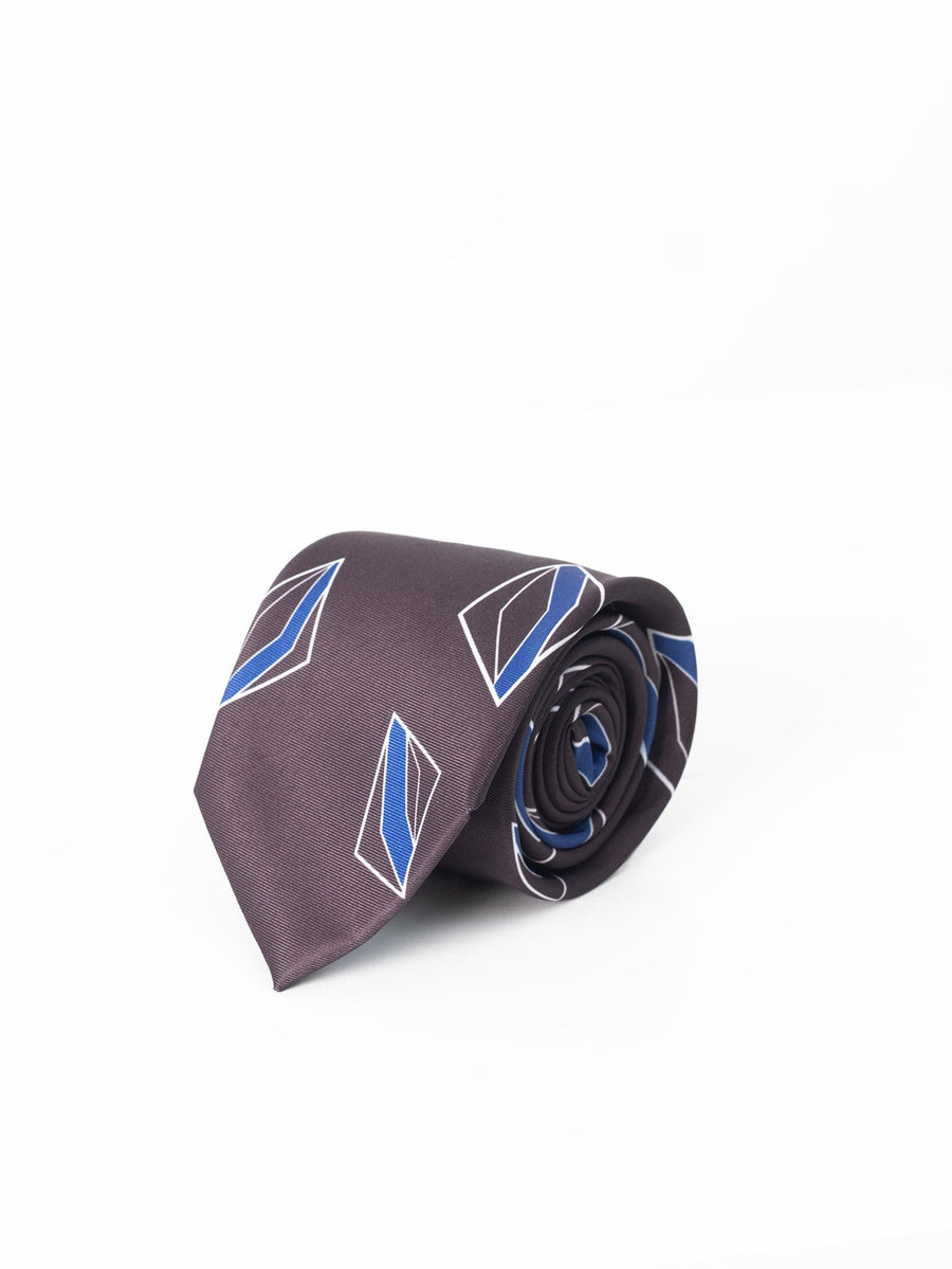 DARK BROWN GEOMETRIC DIAMOND TIE