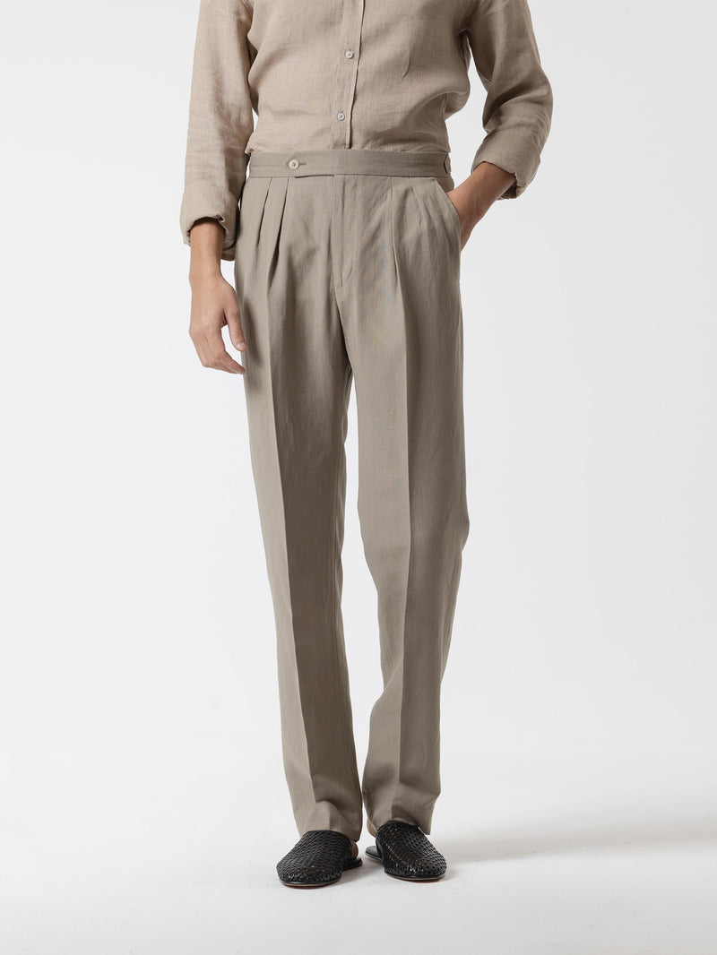 PANTALÓN RELAXED FIT LINO CACAO