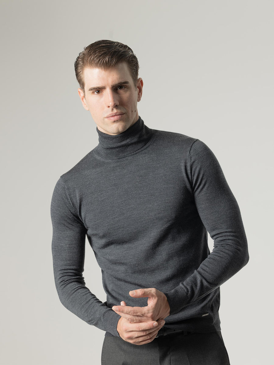 JERSEY CUELLO ALTO LANA MERINO GRIS OSCURO