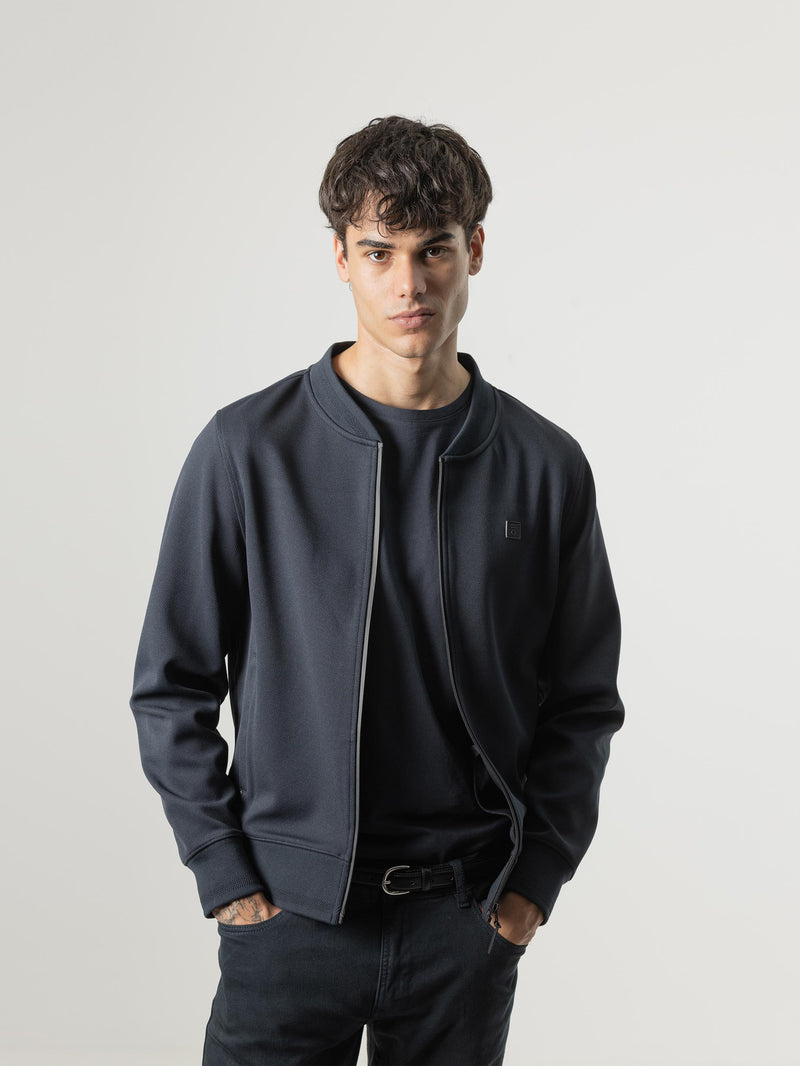 BOMBER PIQUÉ AZUL MARINO