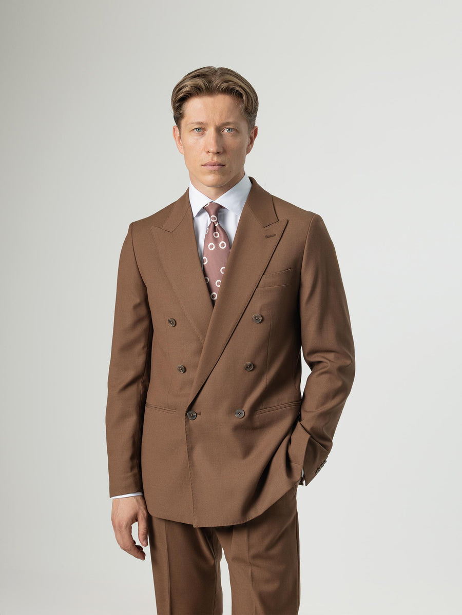 TAN TEXTURED DOUBLE-BREASTED SUIT