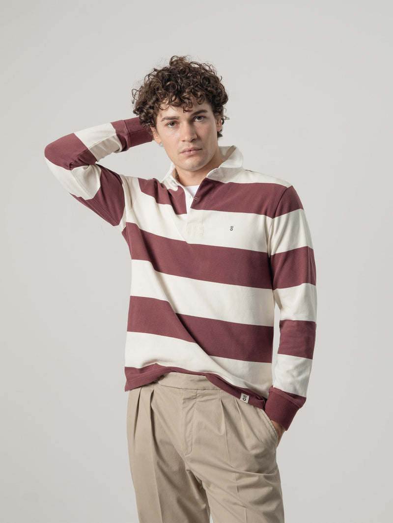 POLO RUGBY RAYAS BURDEOS