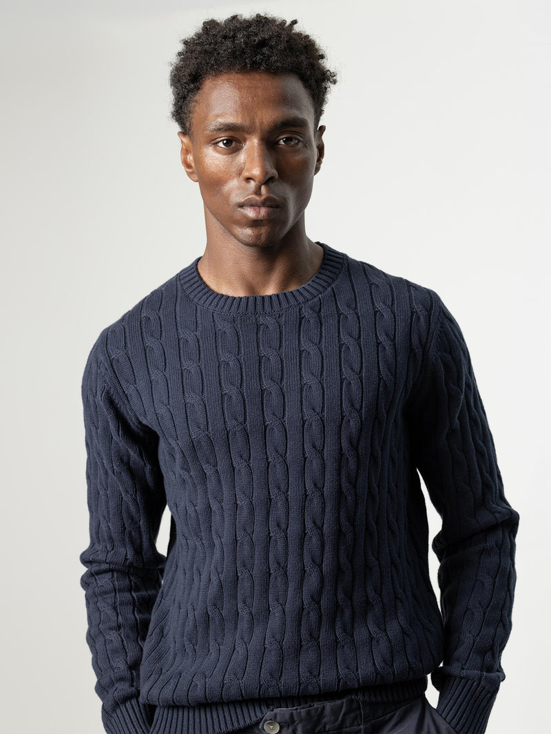 JERSEY CABLE KNIT MARINO