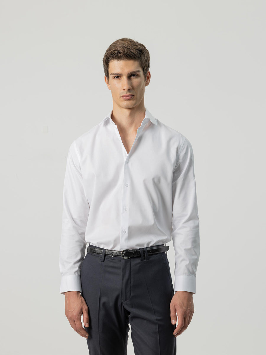 WHITE TEXTURED DRESS SHIRT