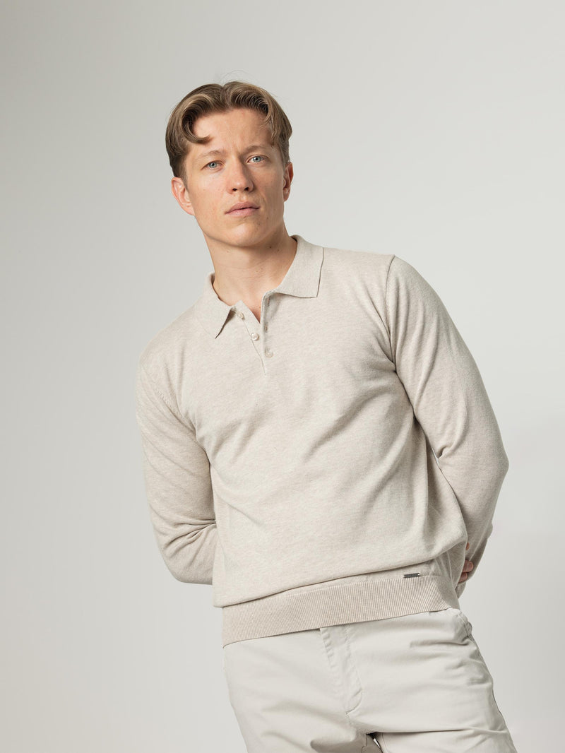 JERSEY MELANGE CUELLO POLO BEIGE