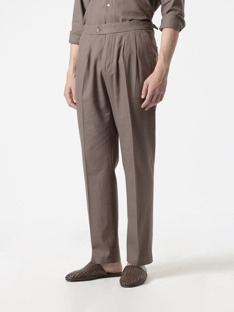 PANTALÓN SET LINO MARRÓN CHOCOLATE
