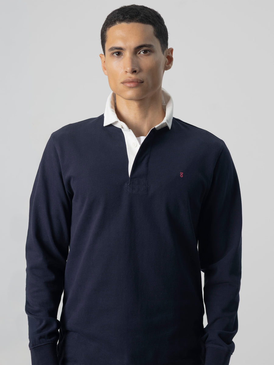 POLO LISO CUELLO CONTRASTE AZUL OSCURO