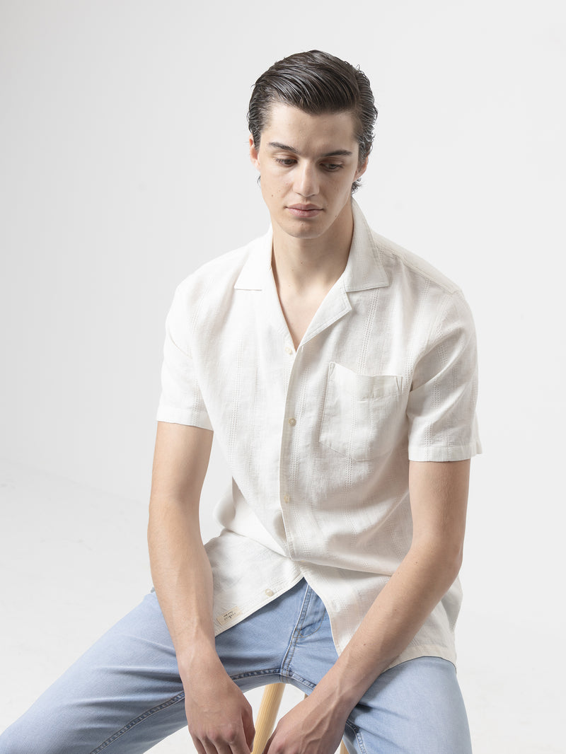 WHITE EMBROIDERED LINEN SHIRT