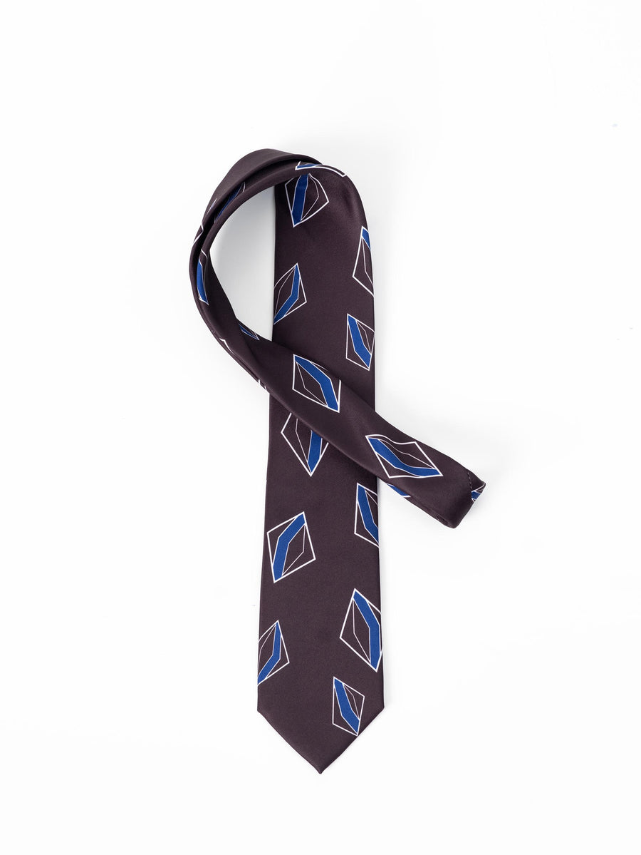 DARK BROWN GEOMETRIC DIAMOND TIE