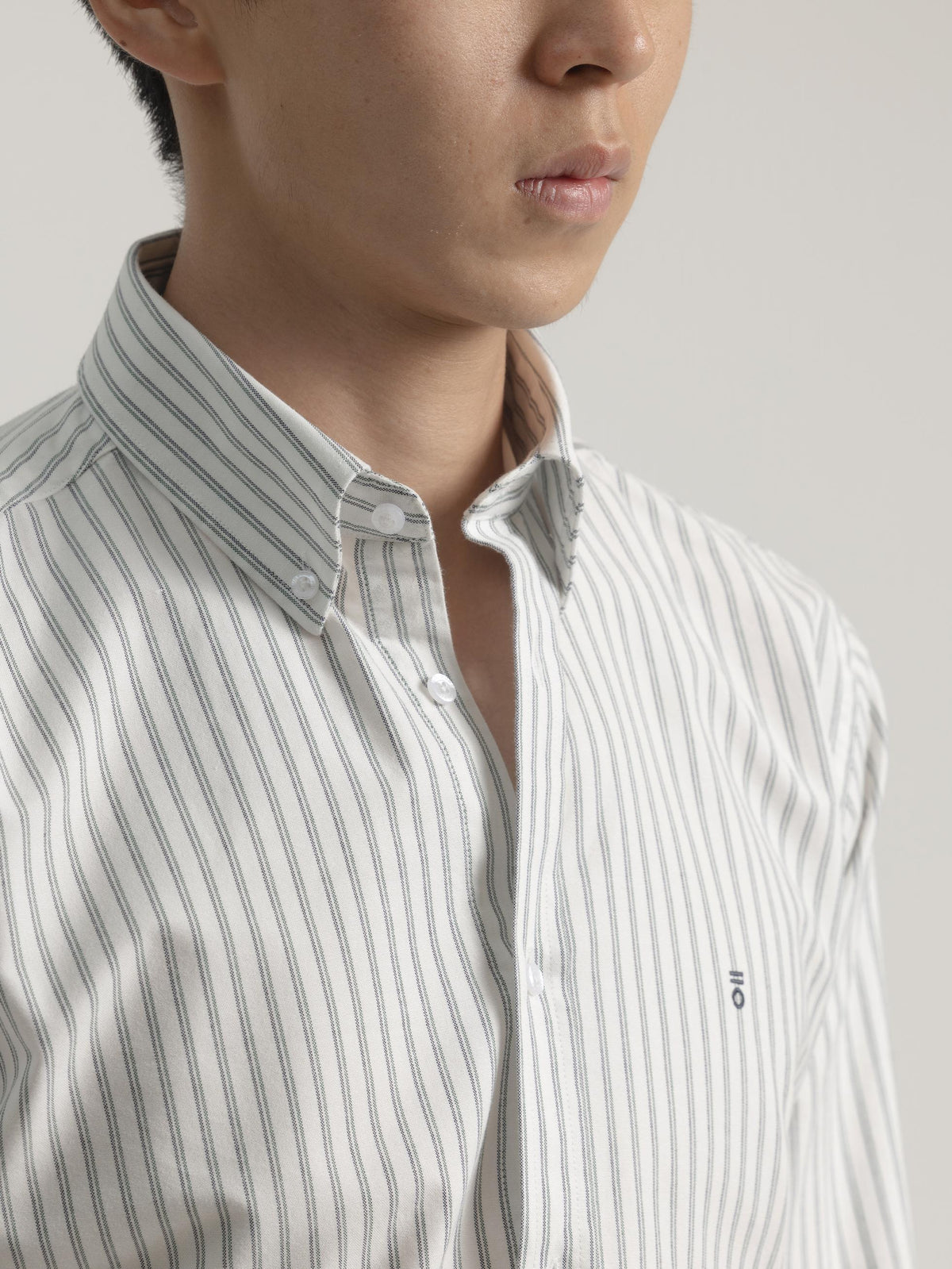 CAMISA OXFORD RAYA COMBINADA ALGODÓN VERDE