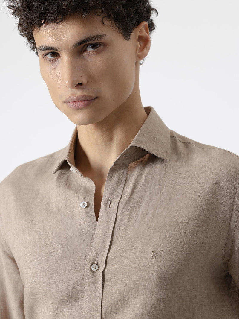 CAMISA LINO MARRÓN