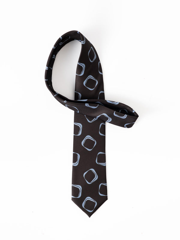 CORBATA ESTAMPADO GEOMÉTRICO NEGRA