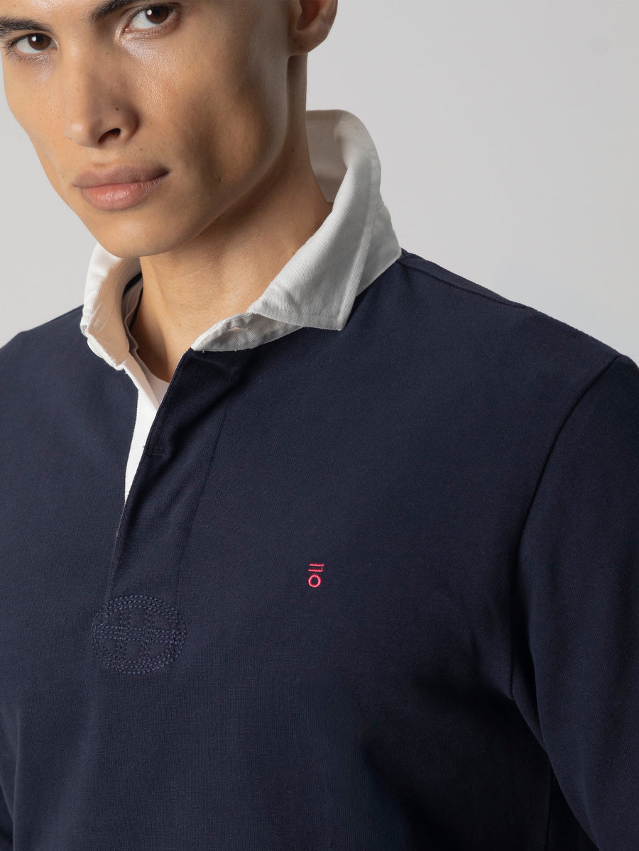 POLO LISO CUELLO CONTRASTE AZUL OSCURO