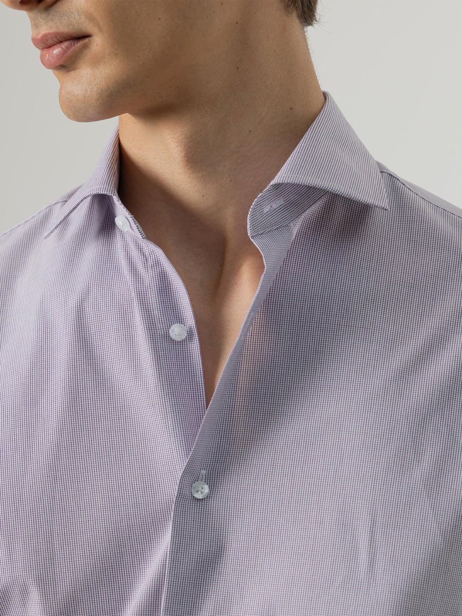 MAUVE MICRO-CHECK DRESS SHIRT