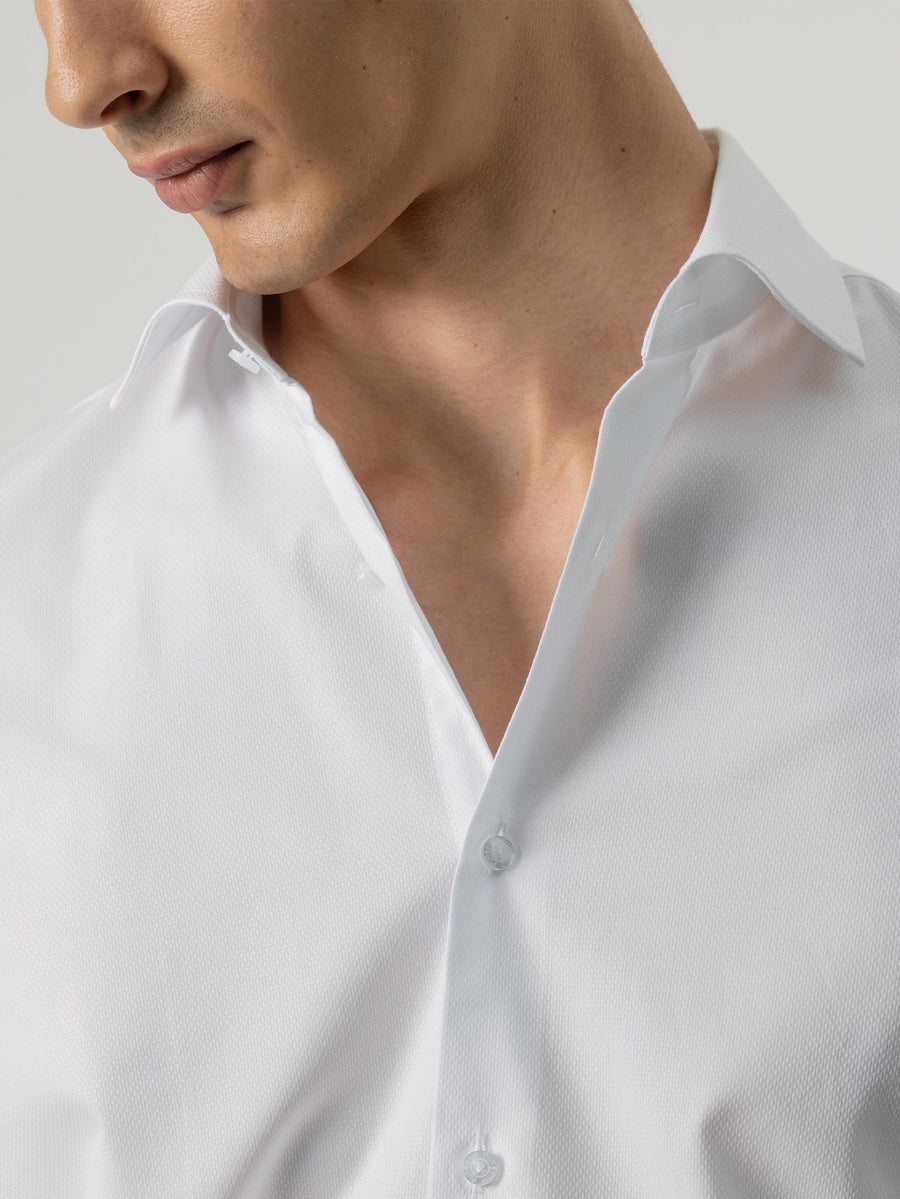 WHITE TEXTURED DRESS SHIRT