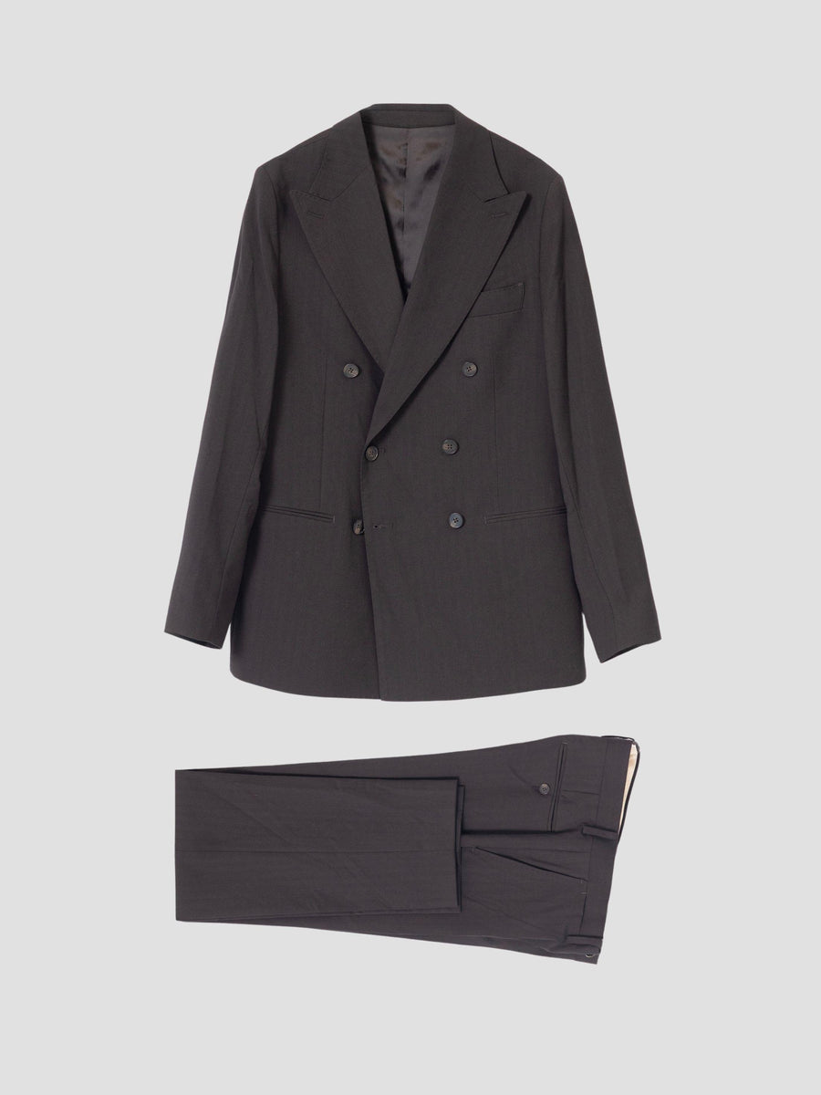 DARK BROWN HERRINGBONE DOUBLE-BREASTED SUIT