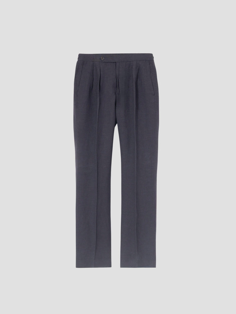 PANTALÓN LINO RELAXED FIT AZUL MARINO