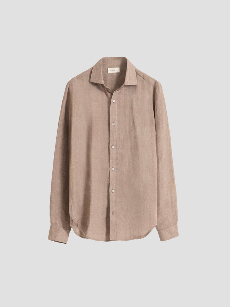 CAMISA LINO MARRÓN