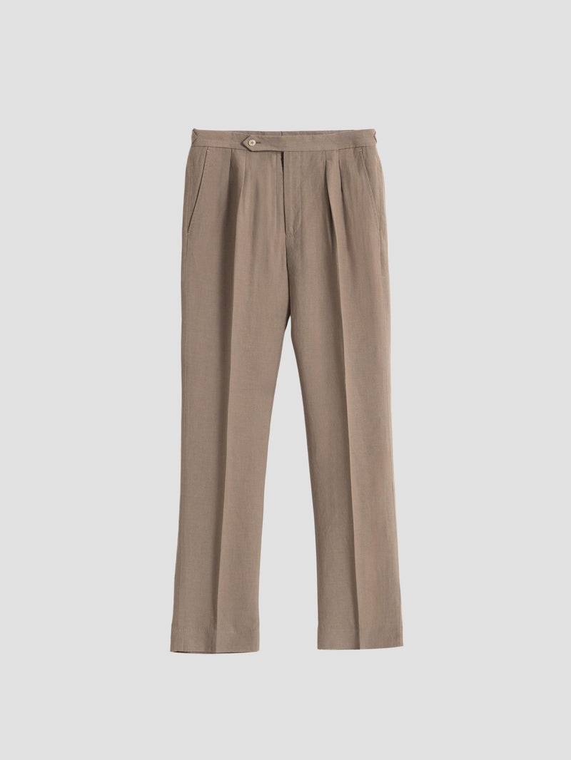 PANTALÓN RELAXED FIT LINO CACAO