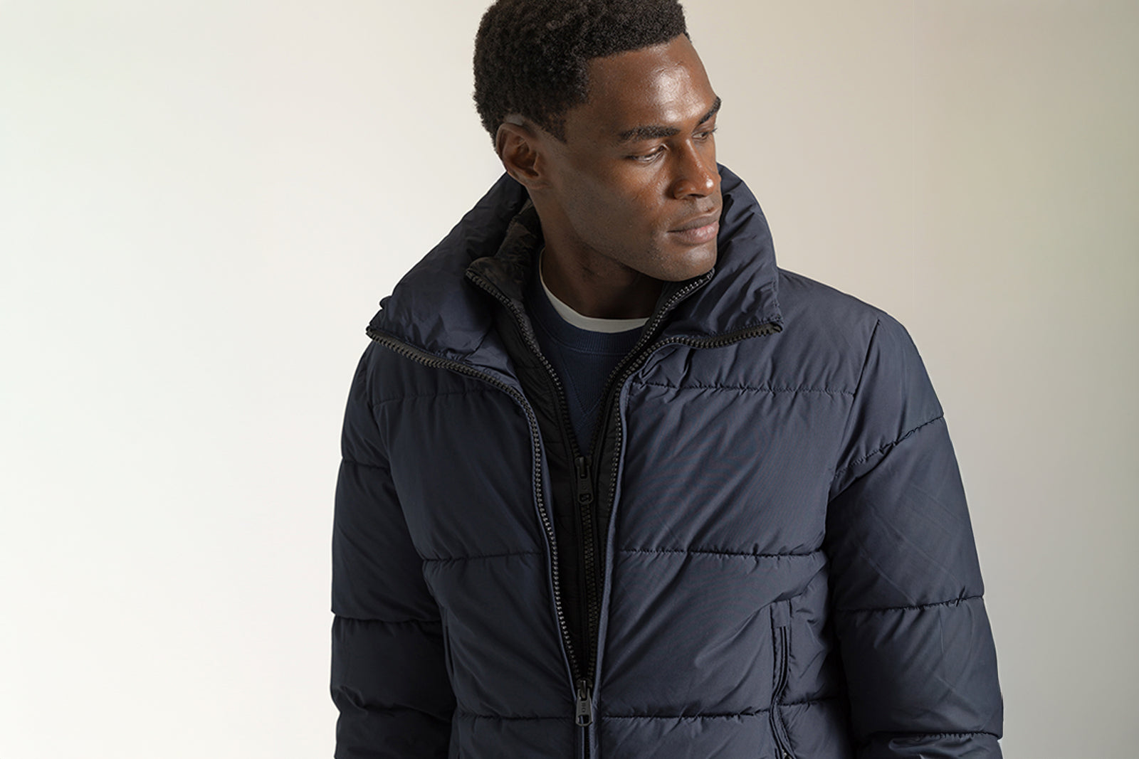 NAVY DOUBLE-NECK TECHNICAL JACKET