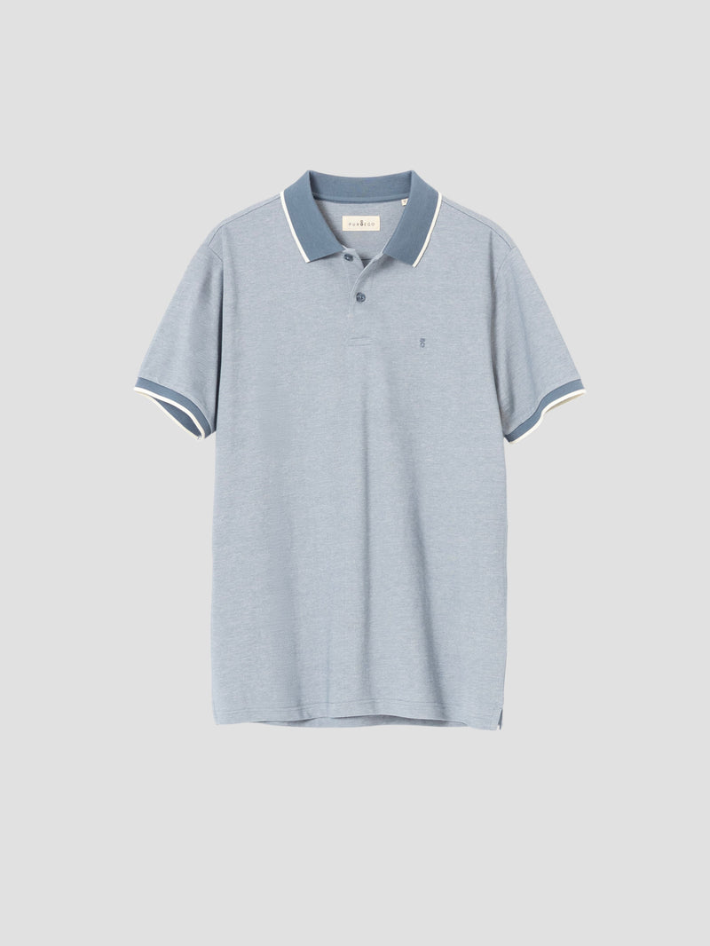 BLUE CONTRAST COLLAR POLO SHIRT