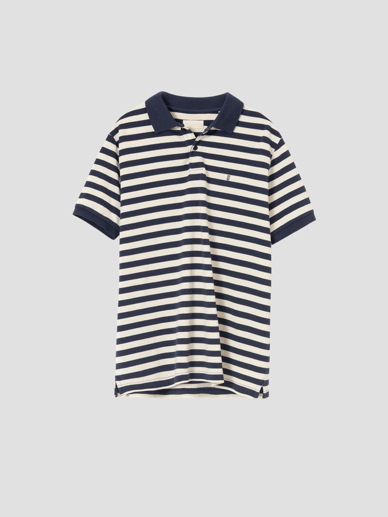 POLO PIQUE RAYAS MARINO