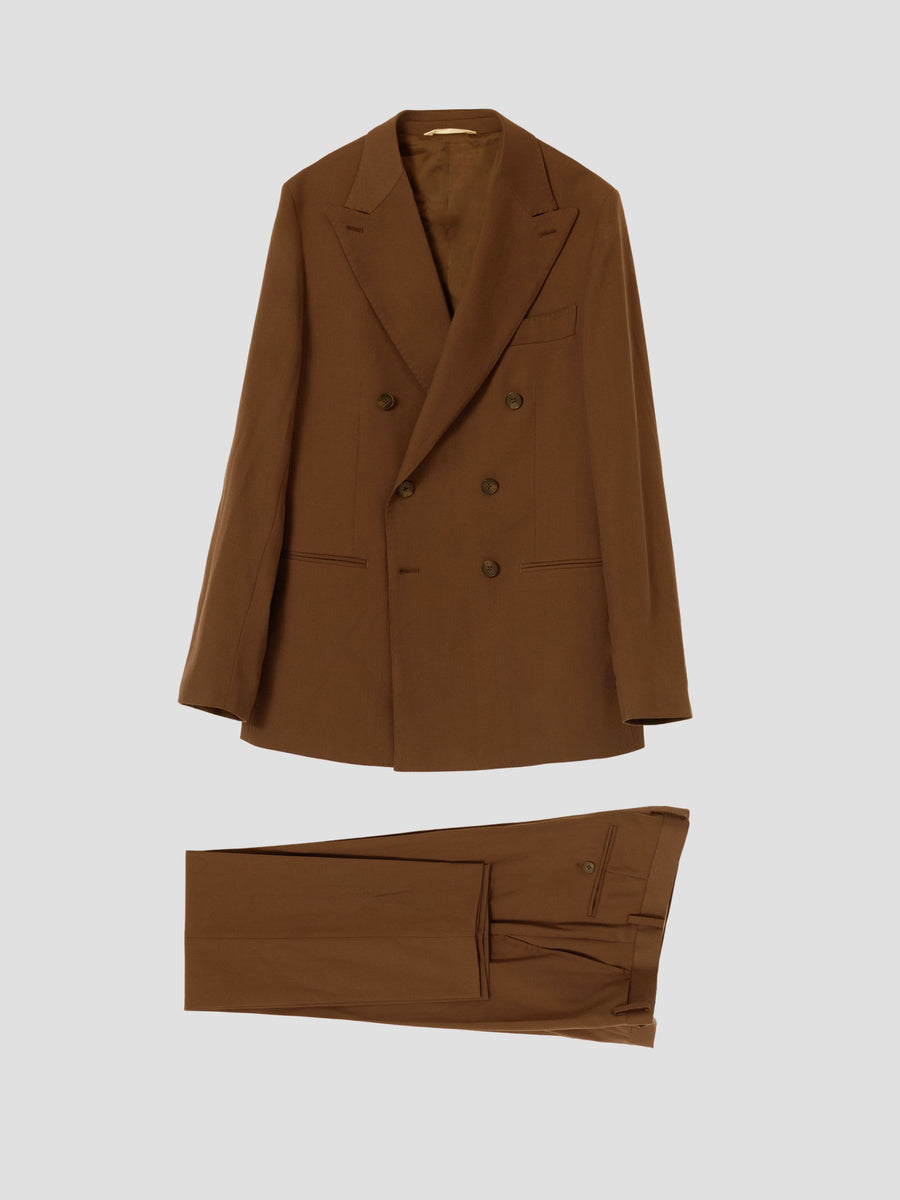TAN TEXTURED DOUBLE-BREASTED SUIT