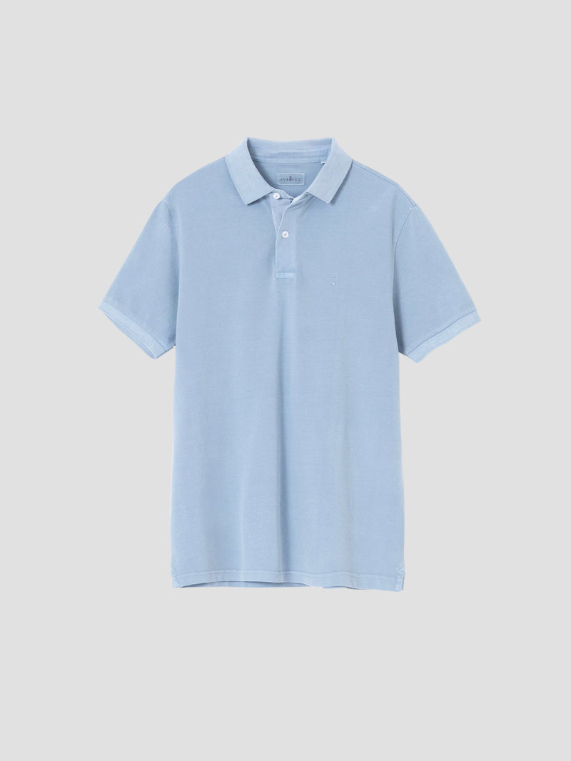 BASIC LIGHT BLUE WASHED POLO SHIRT